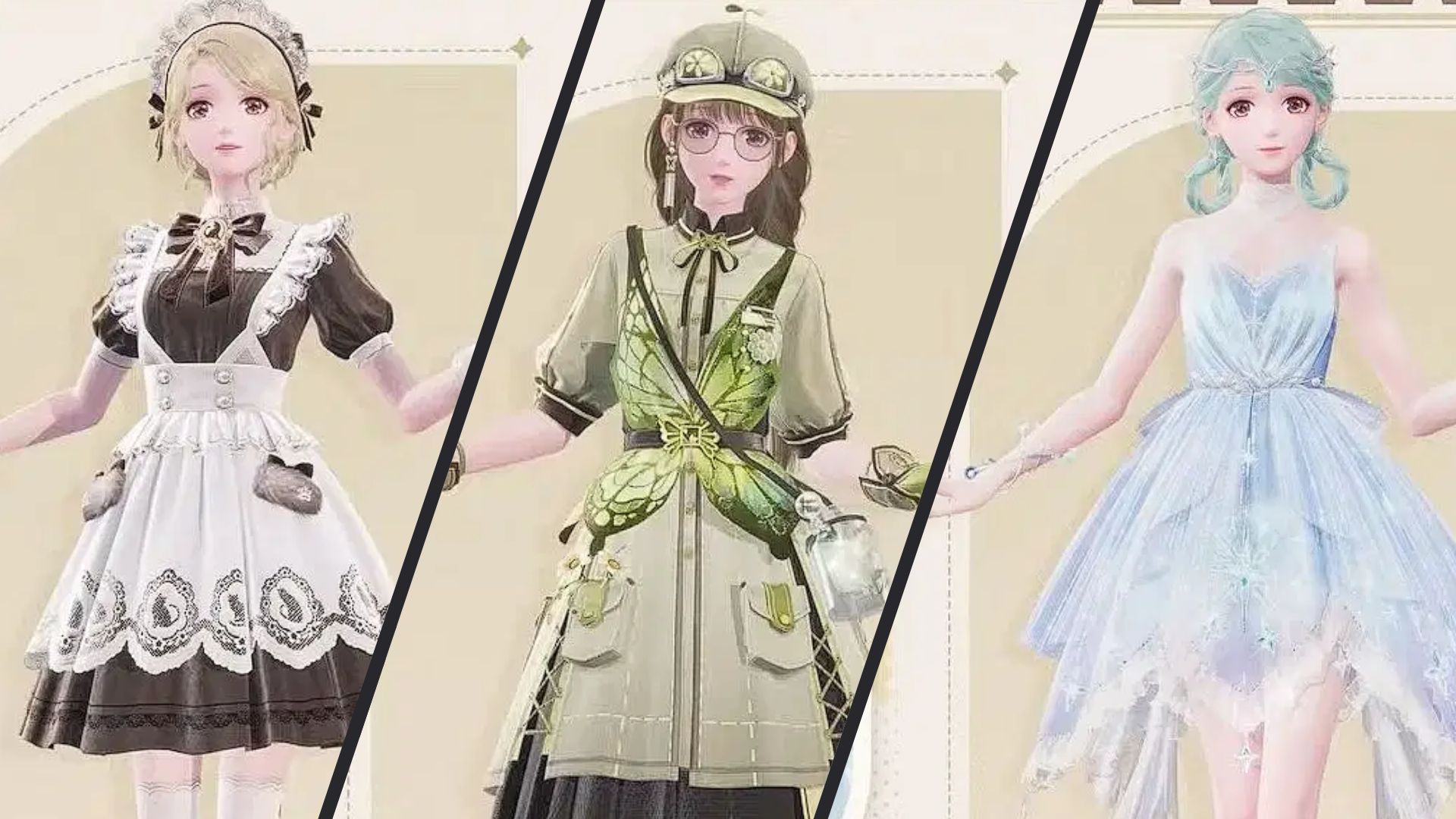 Breezy Tea Time, Forest's Fluttering, and Starwish Echoes outfits in Infinity Nikki