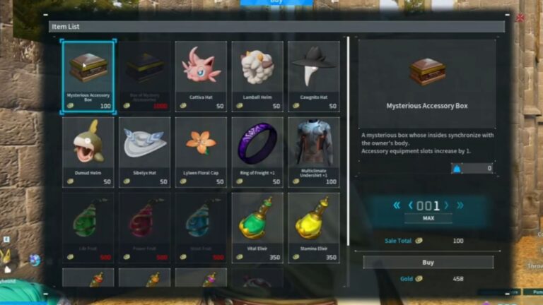 Purchase the 'Mysterious Accessory Box' to unlock slots (Source: Pocket Pair Inc.)