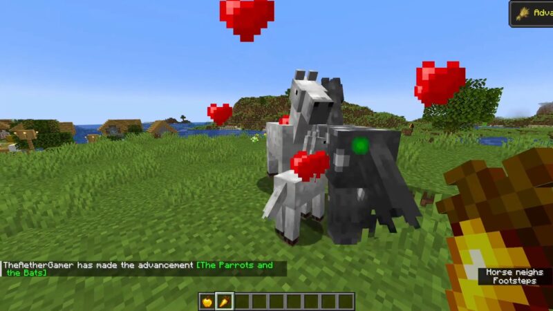 Breeding horses in Minecraft is quite straightforward. (Source: Mojang Studios, @TheAetherGamer/YouTube)