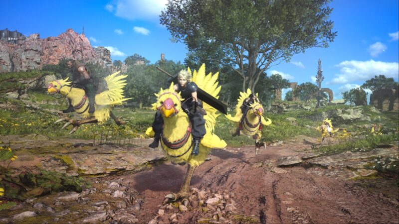 Cloud riding on Chocobo. (Image via Square Enix)