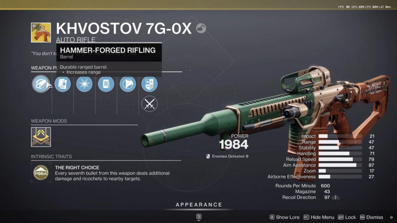 How to get Exotic Khvostov 7G-0X in Destiny 2