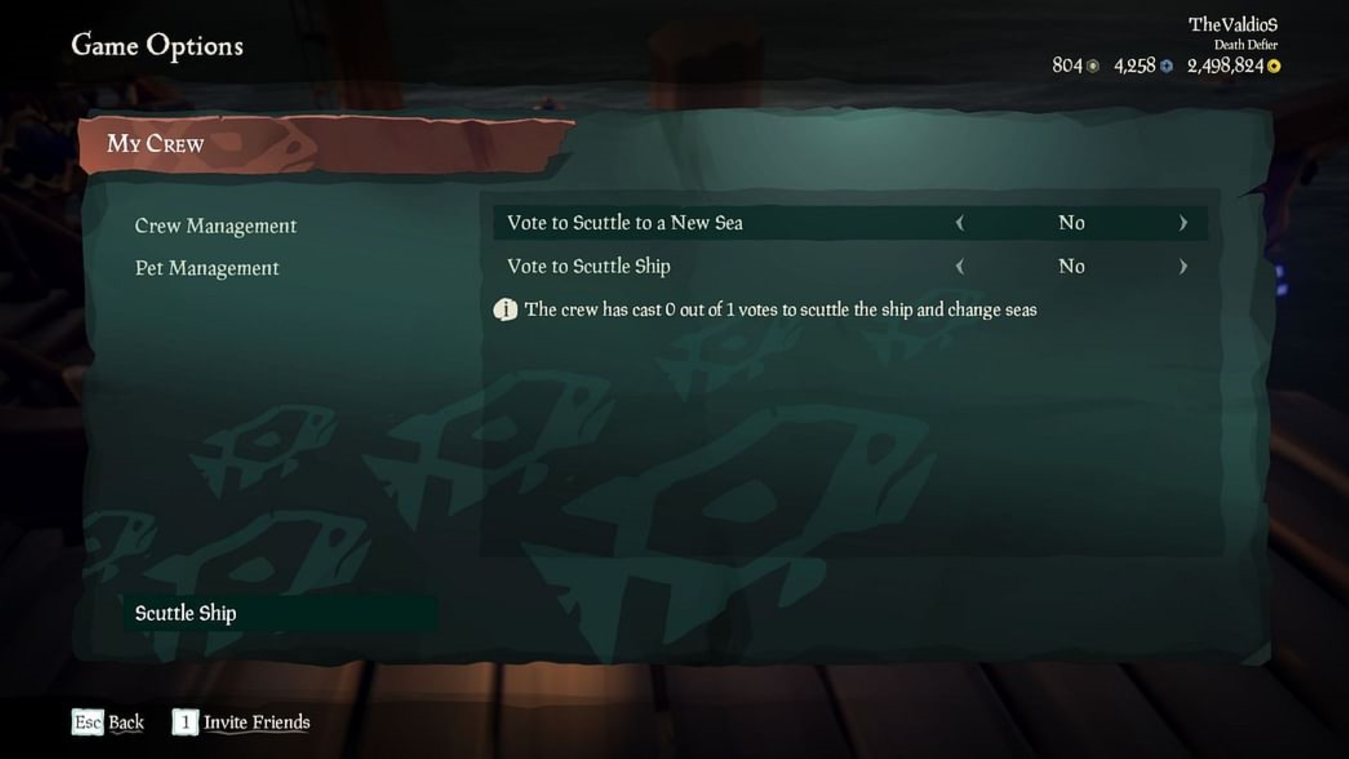 Select the scuttle ship option (Source: Rare)
