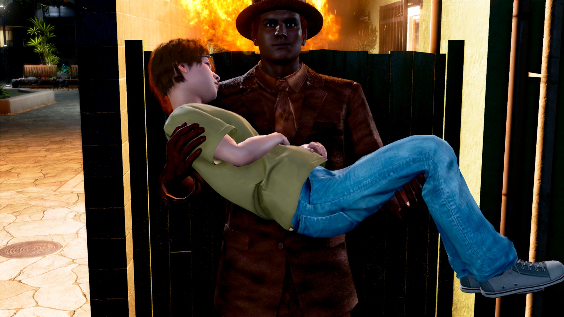 Bronson saves a child (Image via SEGA)