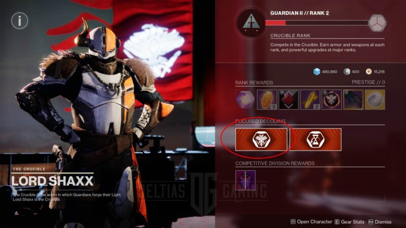 Destiny 2 Lord Shaxx Focused Decoding Menu Location