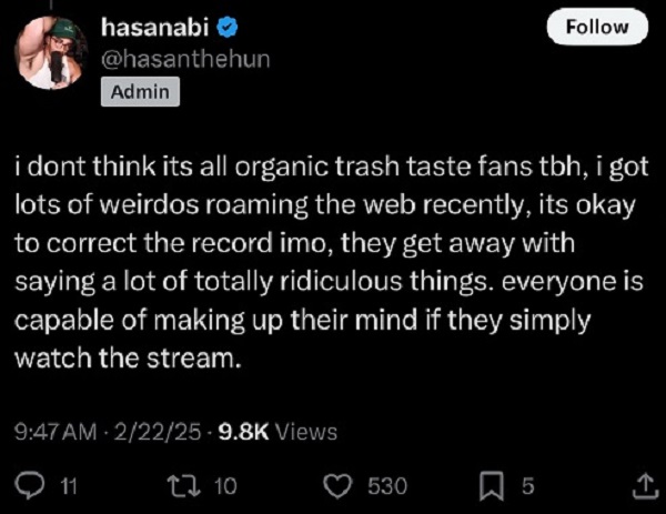 Hasan tweet