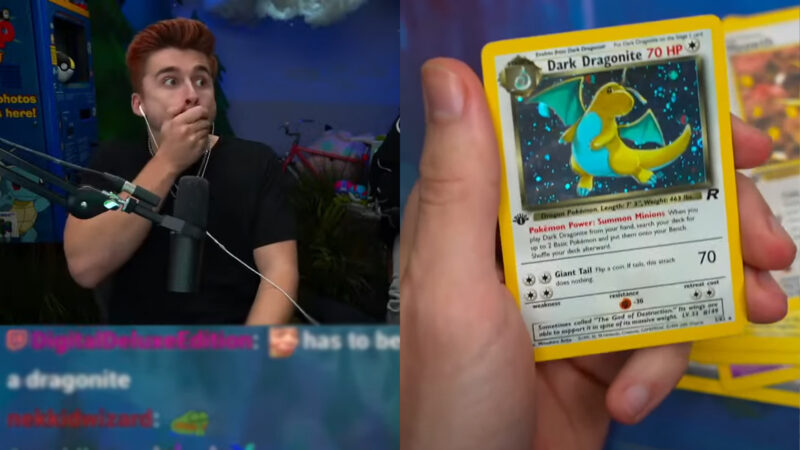 Ludwig unpacks a rare Pokémon card