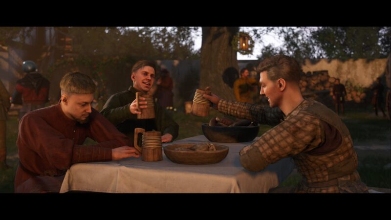 Henry and his friends drinking in a tavern (Image via Warhorse Studios)