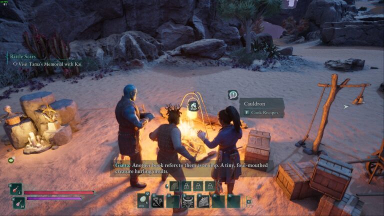Cook food items at the cauldron in Avowed (Image via Xbox Game Studios)