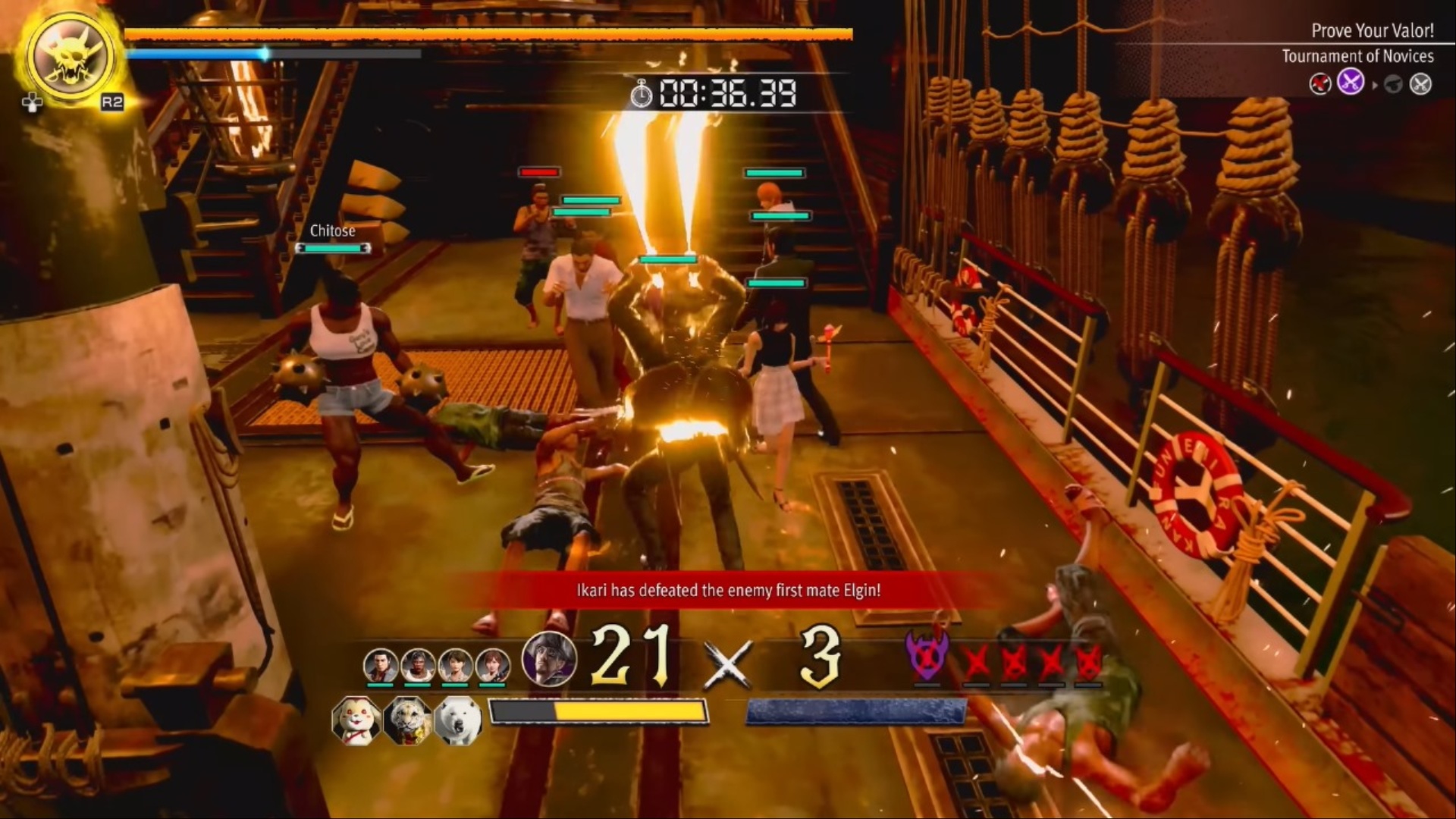 Goro Majima fighting on board (Image via SEGA)