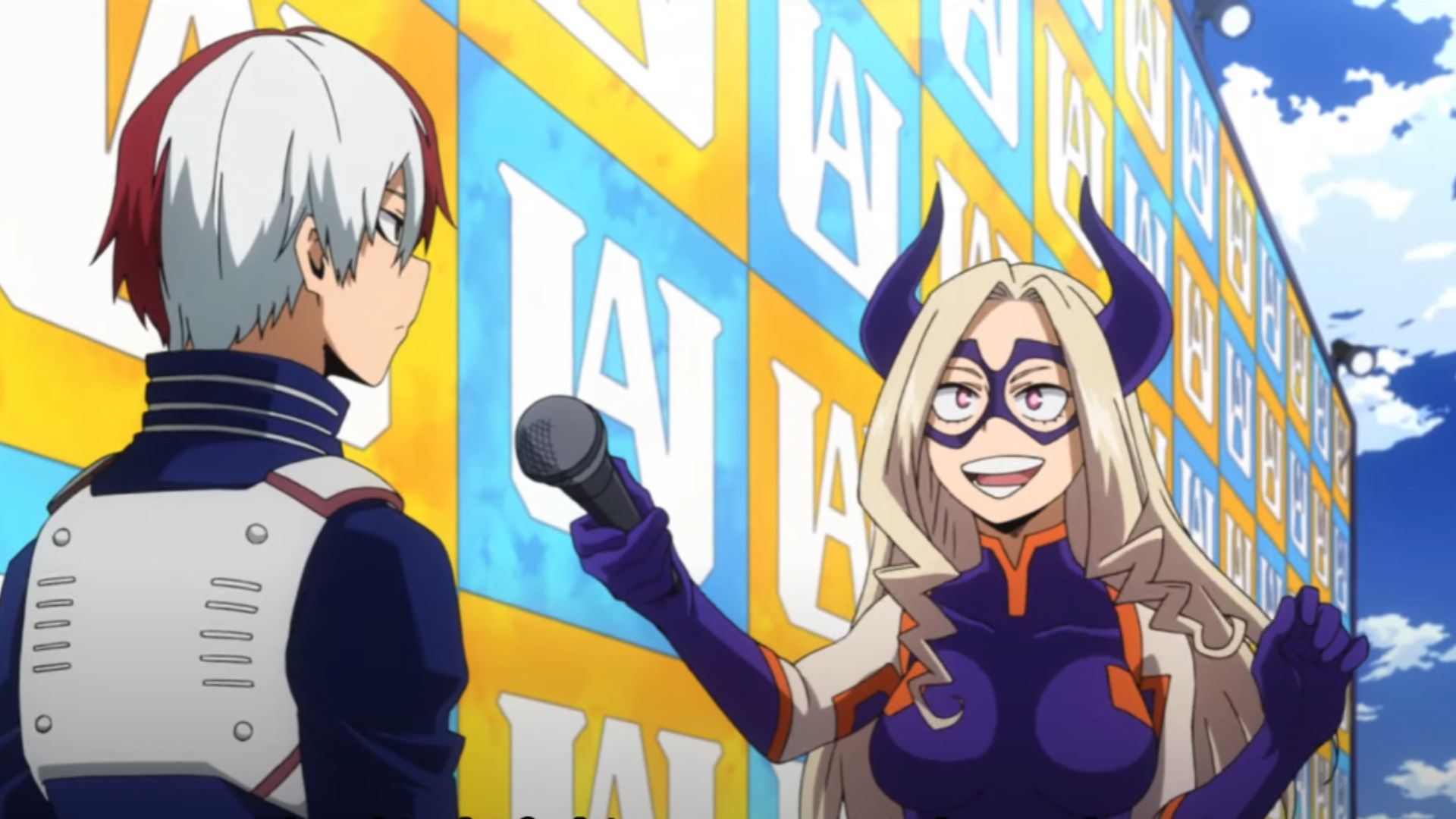 Mt. Lady interviewing Todoroki