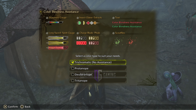 MH Wilds Accessibility Settings Color Blindness [Source; Deltias Gaming/Capcom]