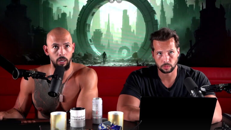 Andrew and Tristan Tate during a livestream (Image via @AndrewTate/Rumble)