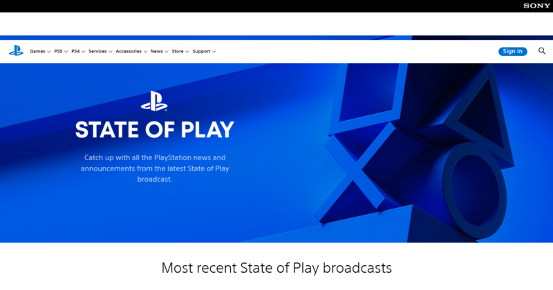 The official State of Play website (Image via Sony)