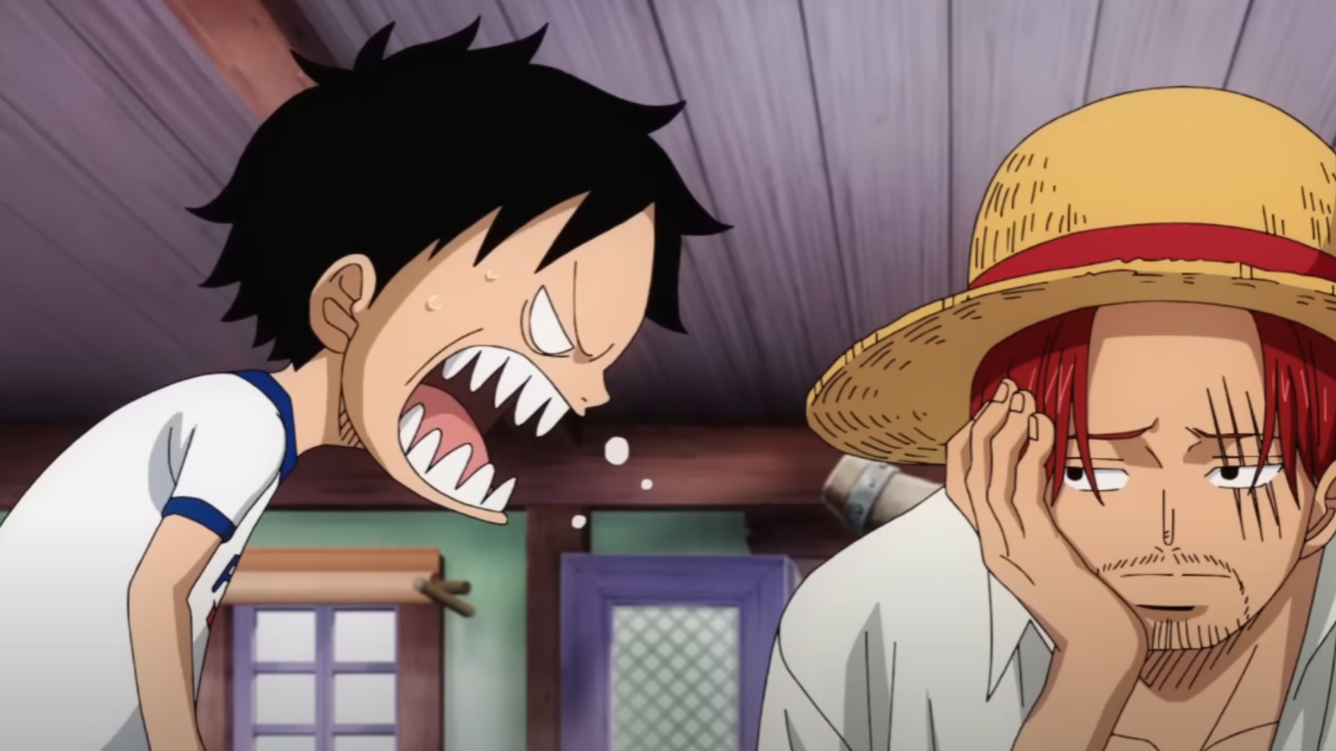 Shanks and Kid Luffy as seen in One Piece