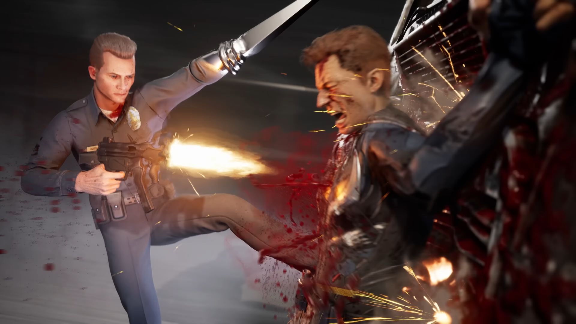 T-1000 shooting Johnny Cage in his Fatality
