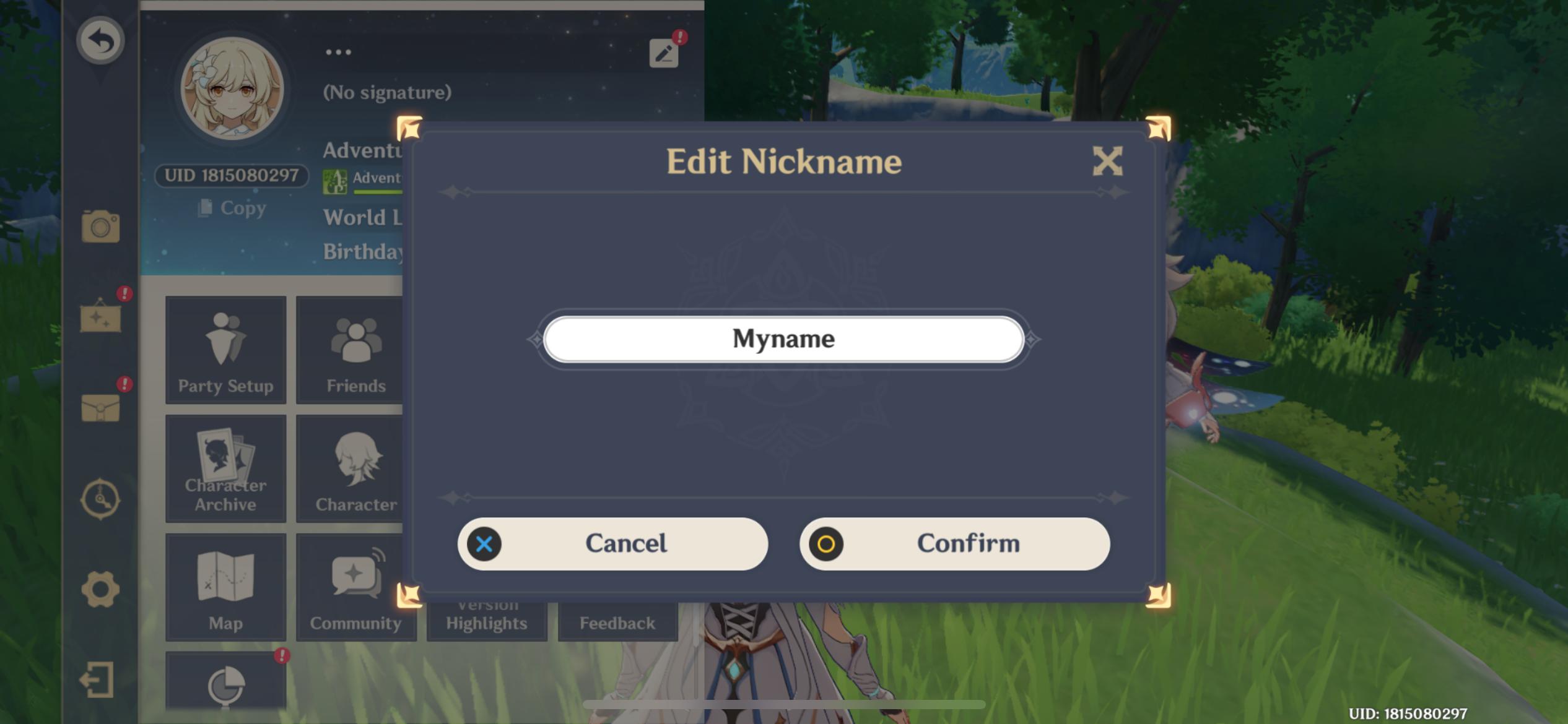Set Nickname (Image via HoYoverse)