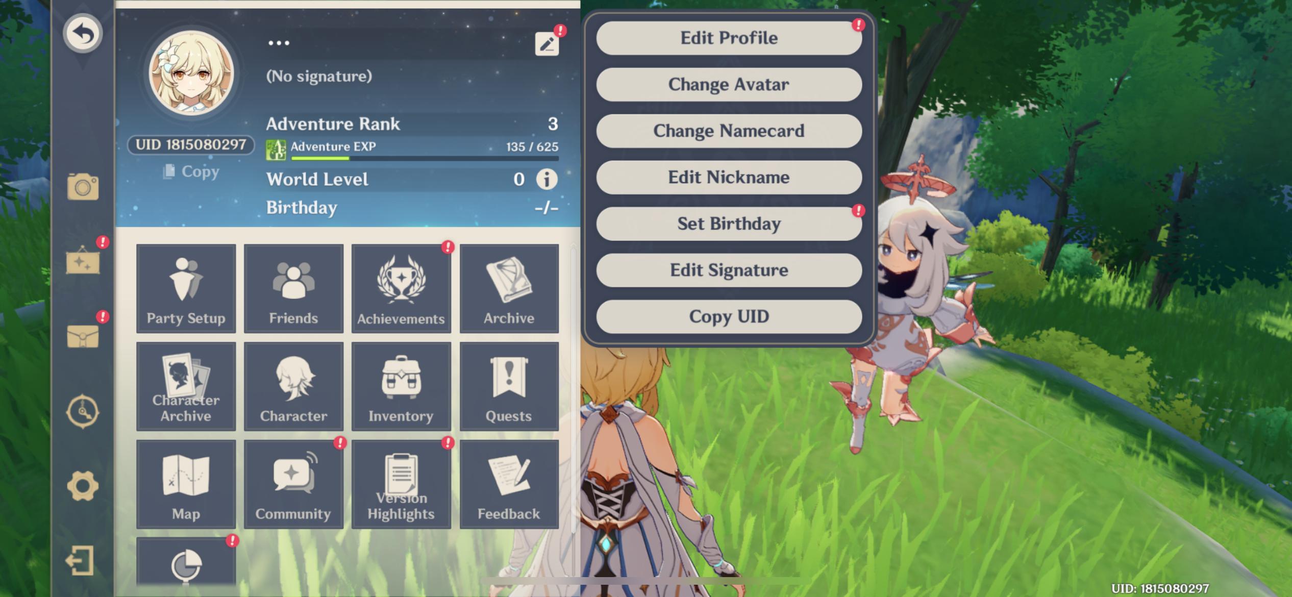 Edit profile (Image via HoYoverse)