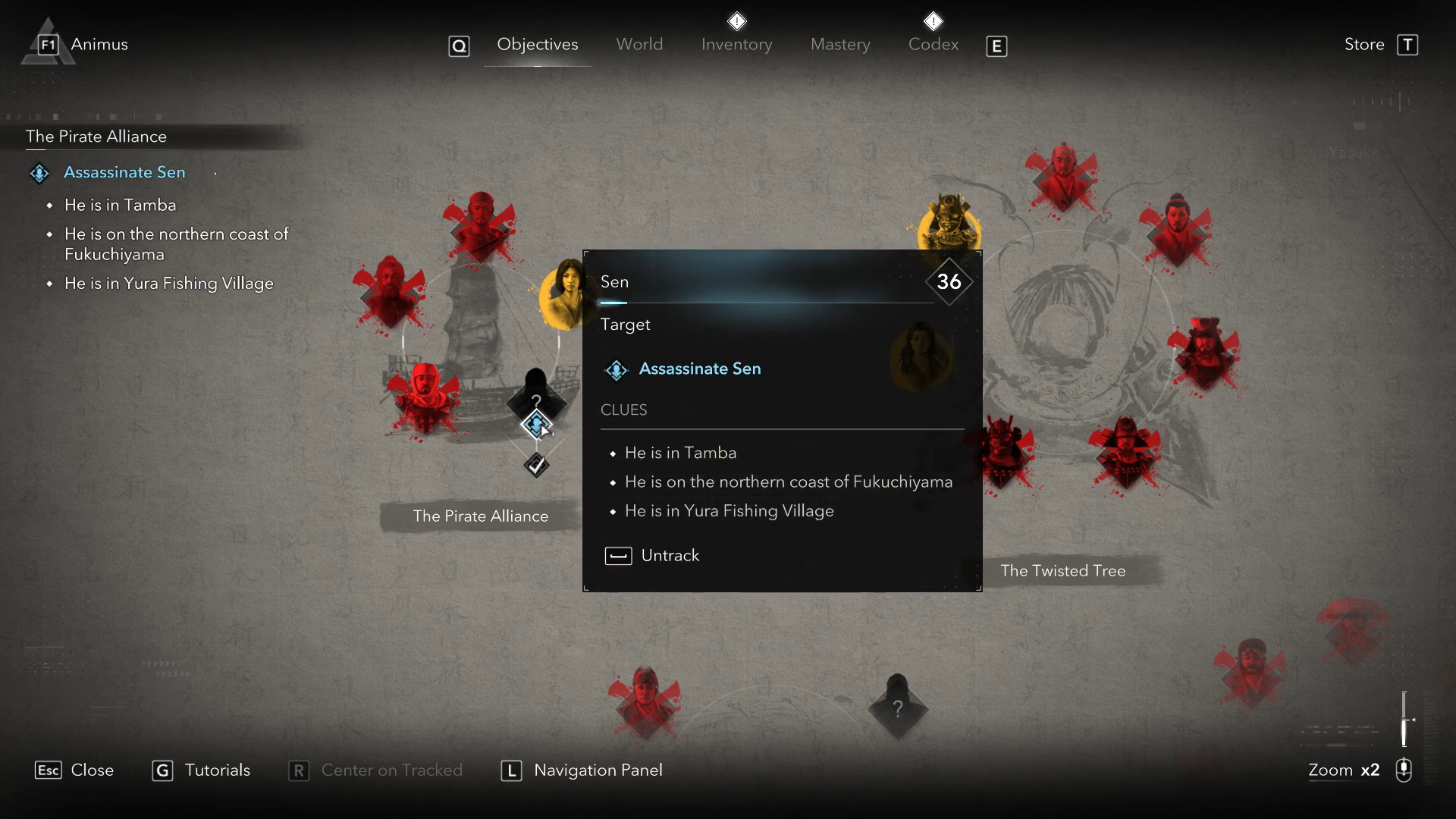 You get some clues to locate Sen (Image via Ubisoft and @joshuamercott/YouTube)