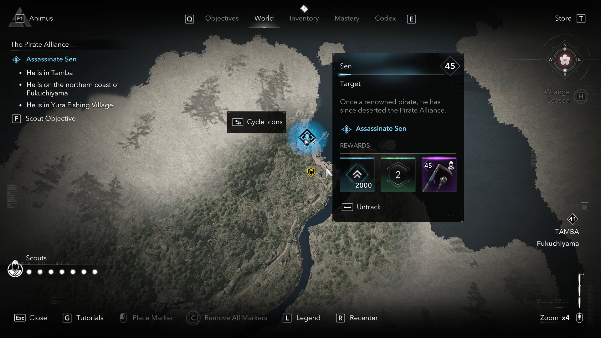 Sen's exact location on the map (Image via Ubisoft and @WoWQuest/YouTube)