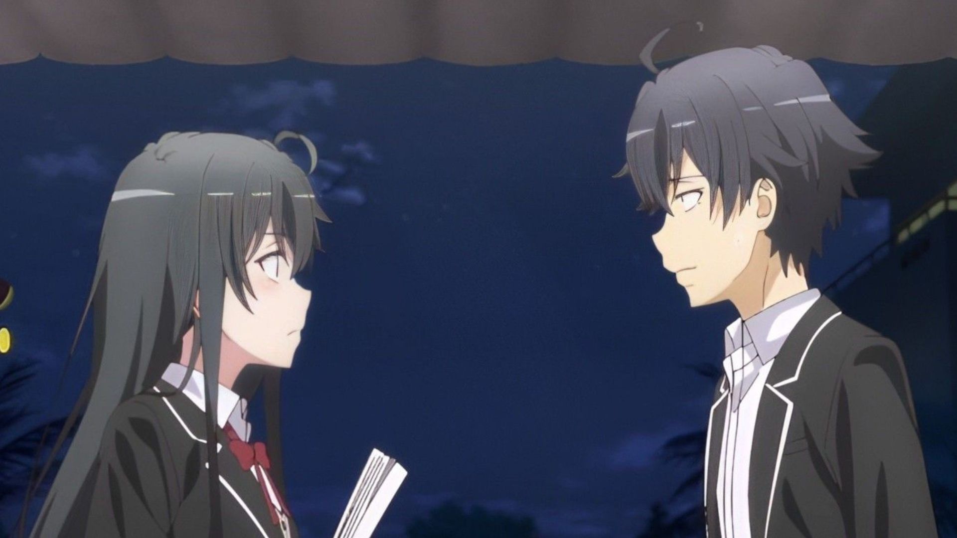 Hachiman and Yukino as seen in the Oregairu anime (Image via Studio feel.)