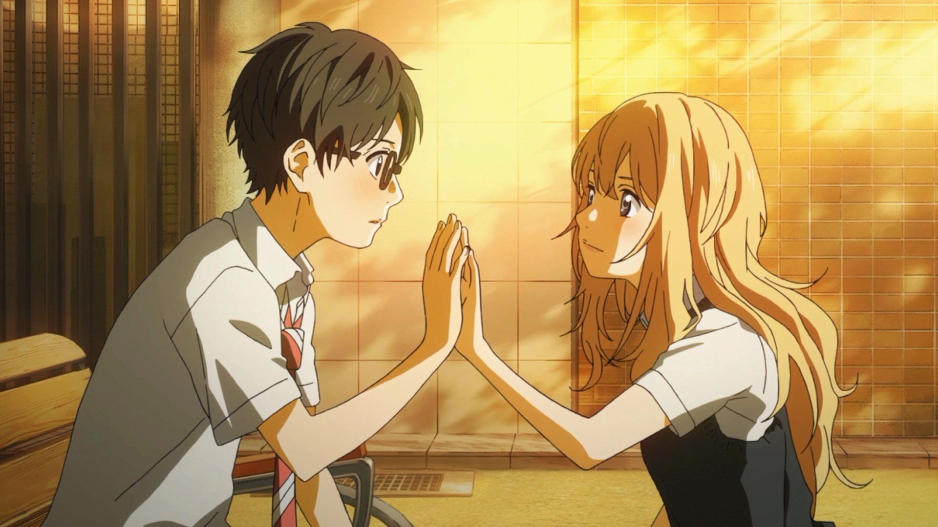 Kaori and Arima as seen in the Your Lie in April anime (Image via A-1 Pictures)