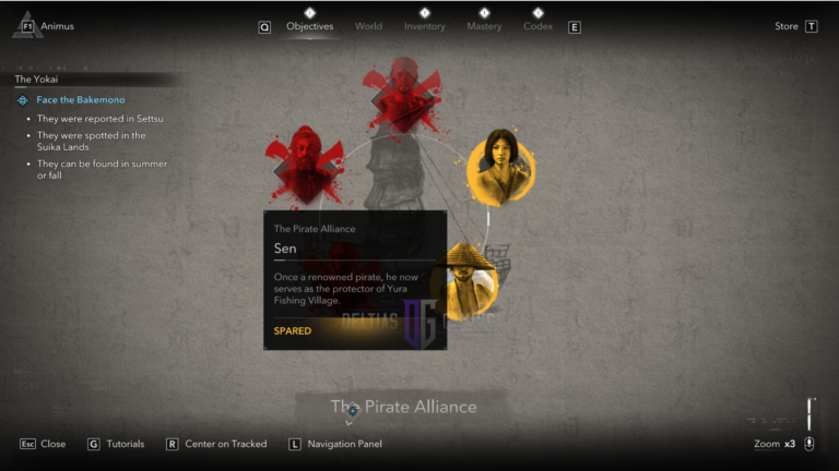 Sen from Assassin's Creed Shadows (Image via Deltia's Gaming and Ubisoft)