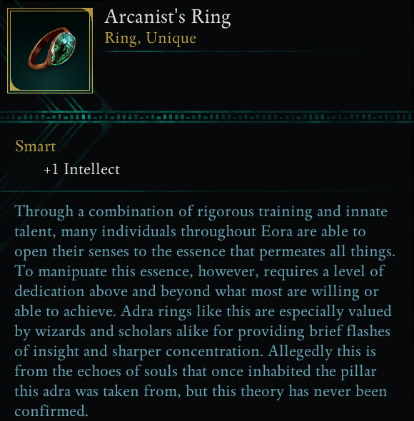 Avowed Arcanist's Ring unique accessory tooltip