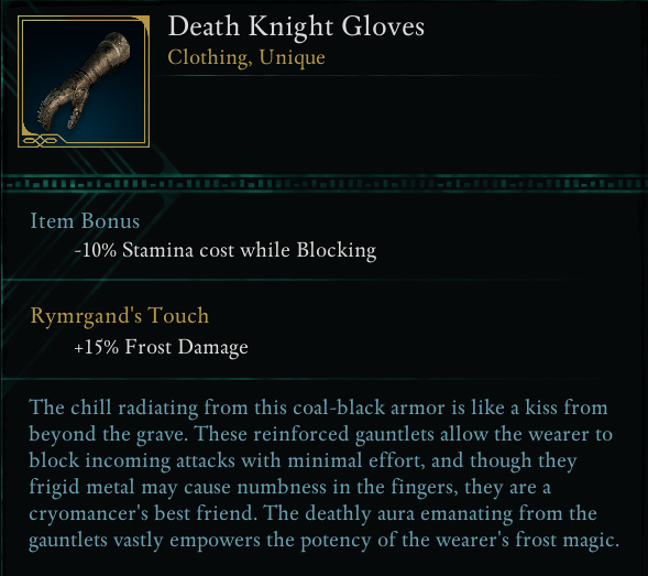 Avowed Death Knight Gloves unique clothing handwear tooltip
