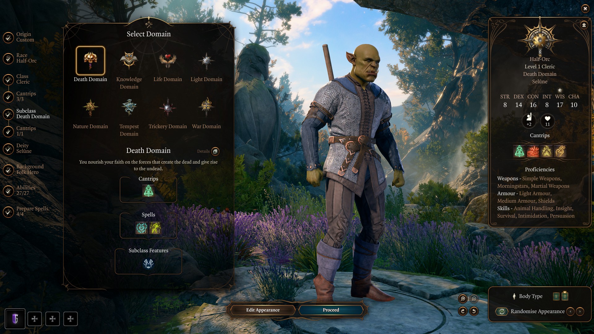 Best Baldur’s Gate 3 Death Domain Cleric Build Character Creation