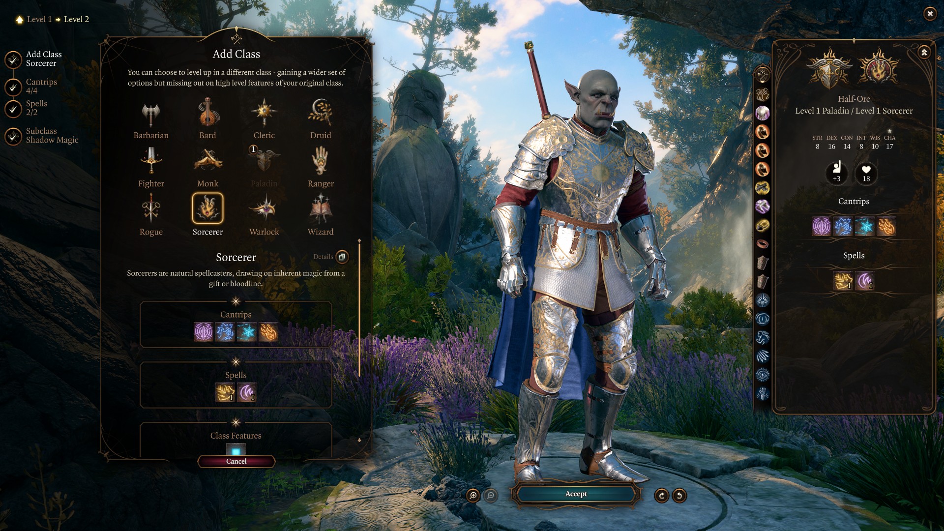 Best Baldur’s Gate 3 Shadow Magic Sorcerer Build Level 2