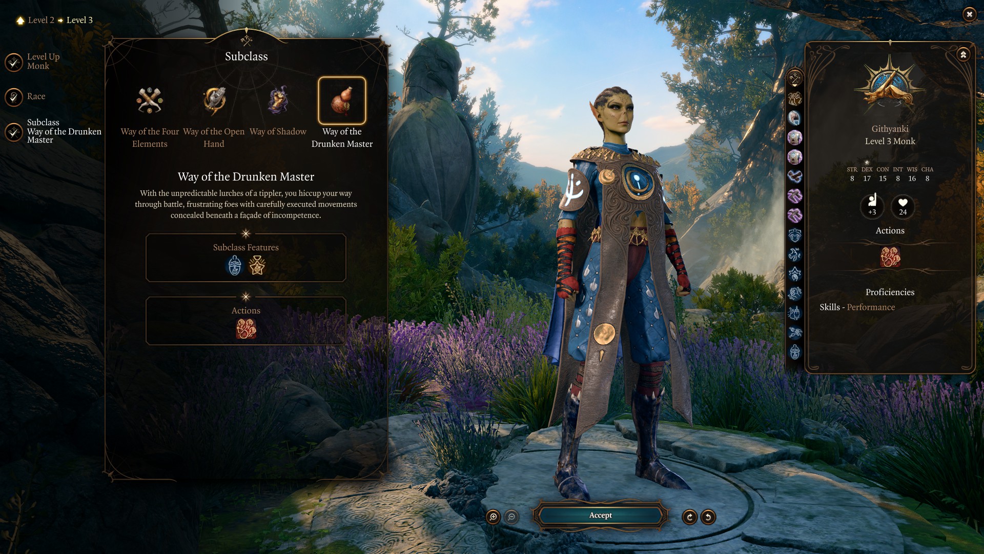 Best Baldur’s Gate 3 Way of the Druken Master Monk Build Level 3