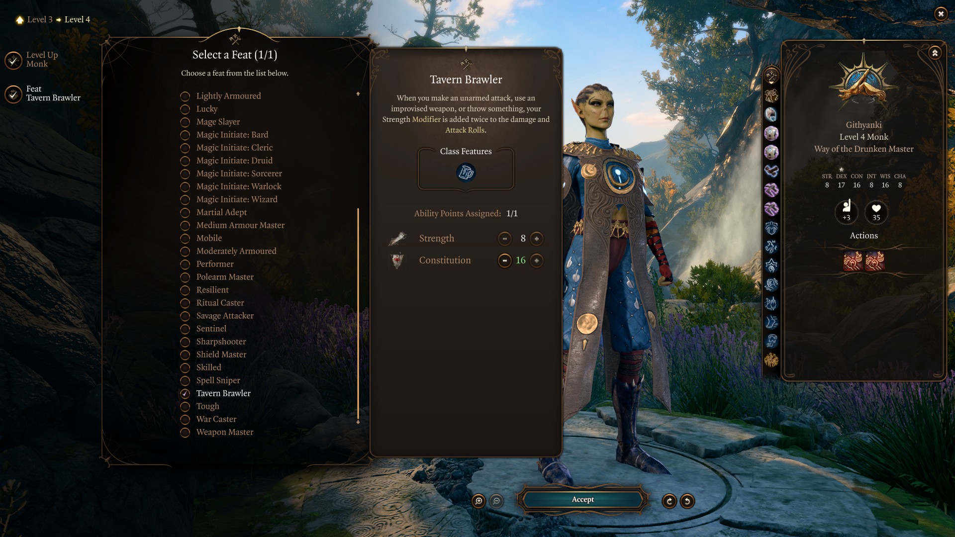 Best Baldur’s Gate 3 Way of the Druken Master Monk Build Level 4