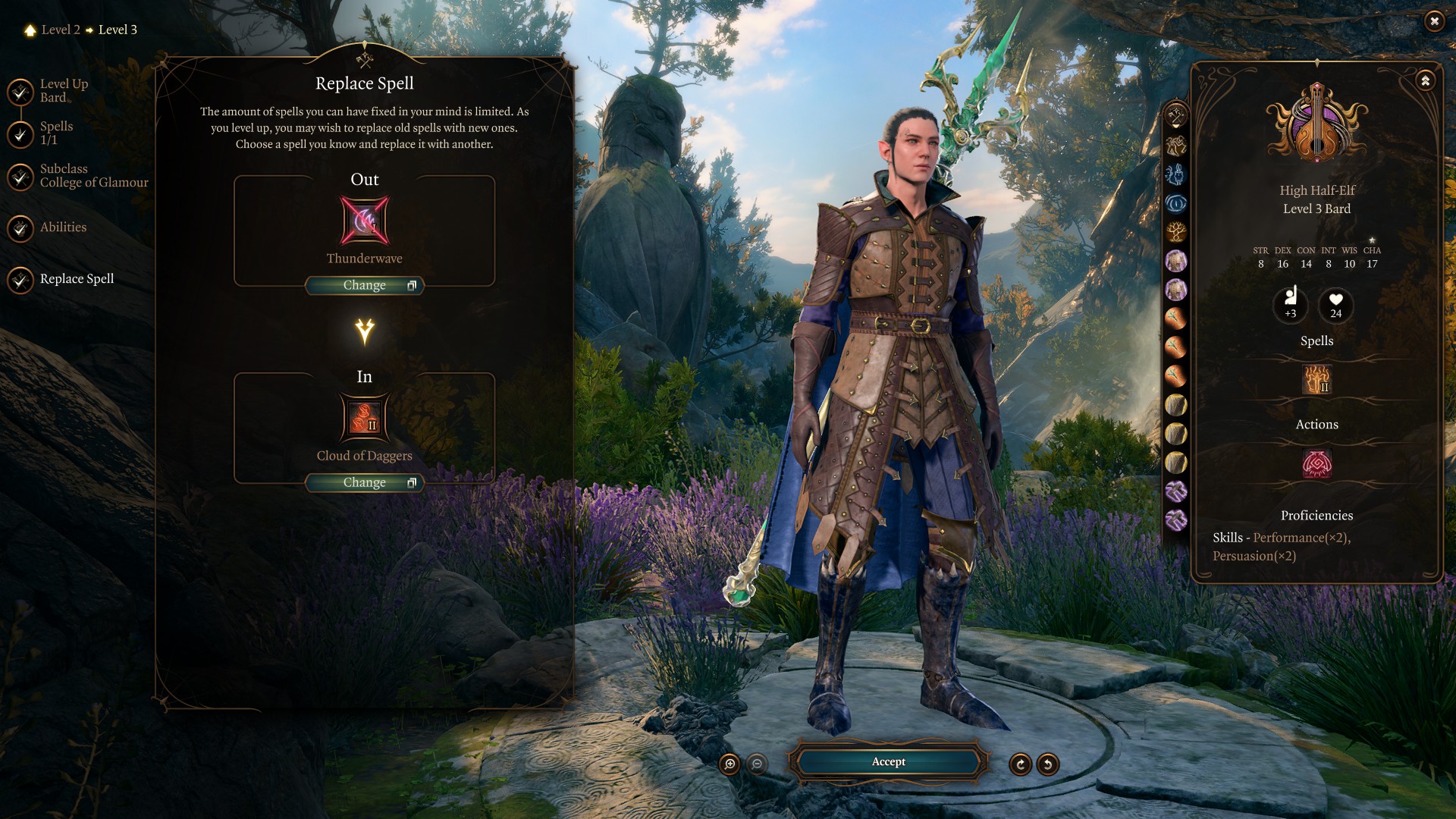 Best College of Glamour Bard Build in Baldur's Gate 3 Level 3