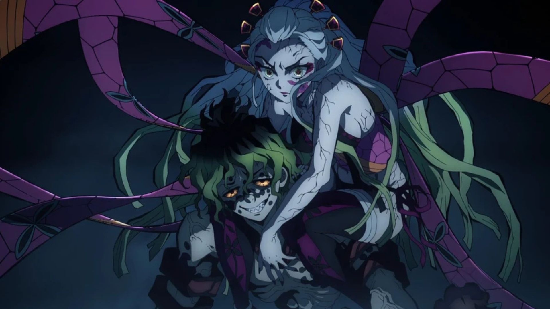 Daki and Gyutaro as seen in the anime (Image via Studio Ufotable)