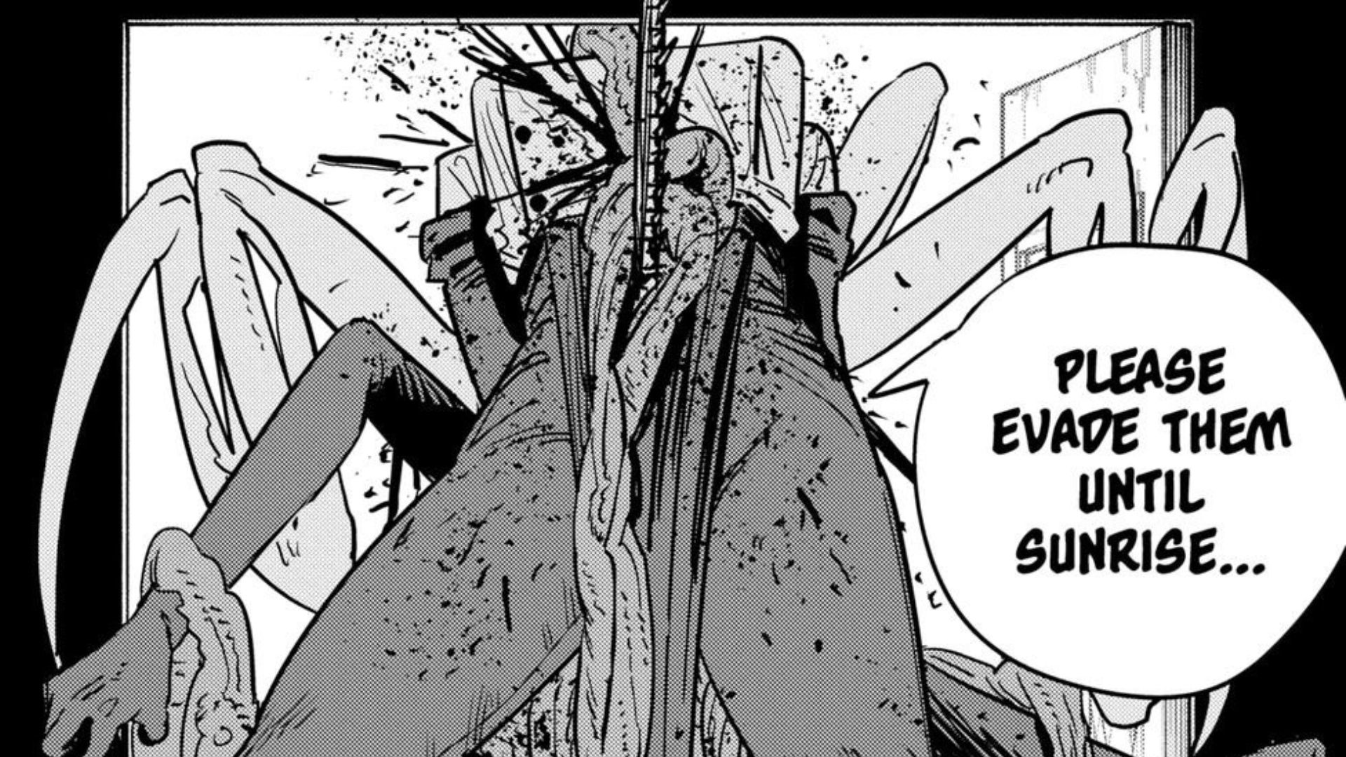 Fake Chainsaw Man cuts through the Falling Devil as seen in the Chainsaw Man manga (Image via Shueisha)