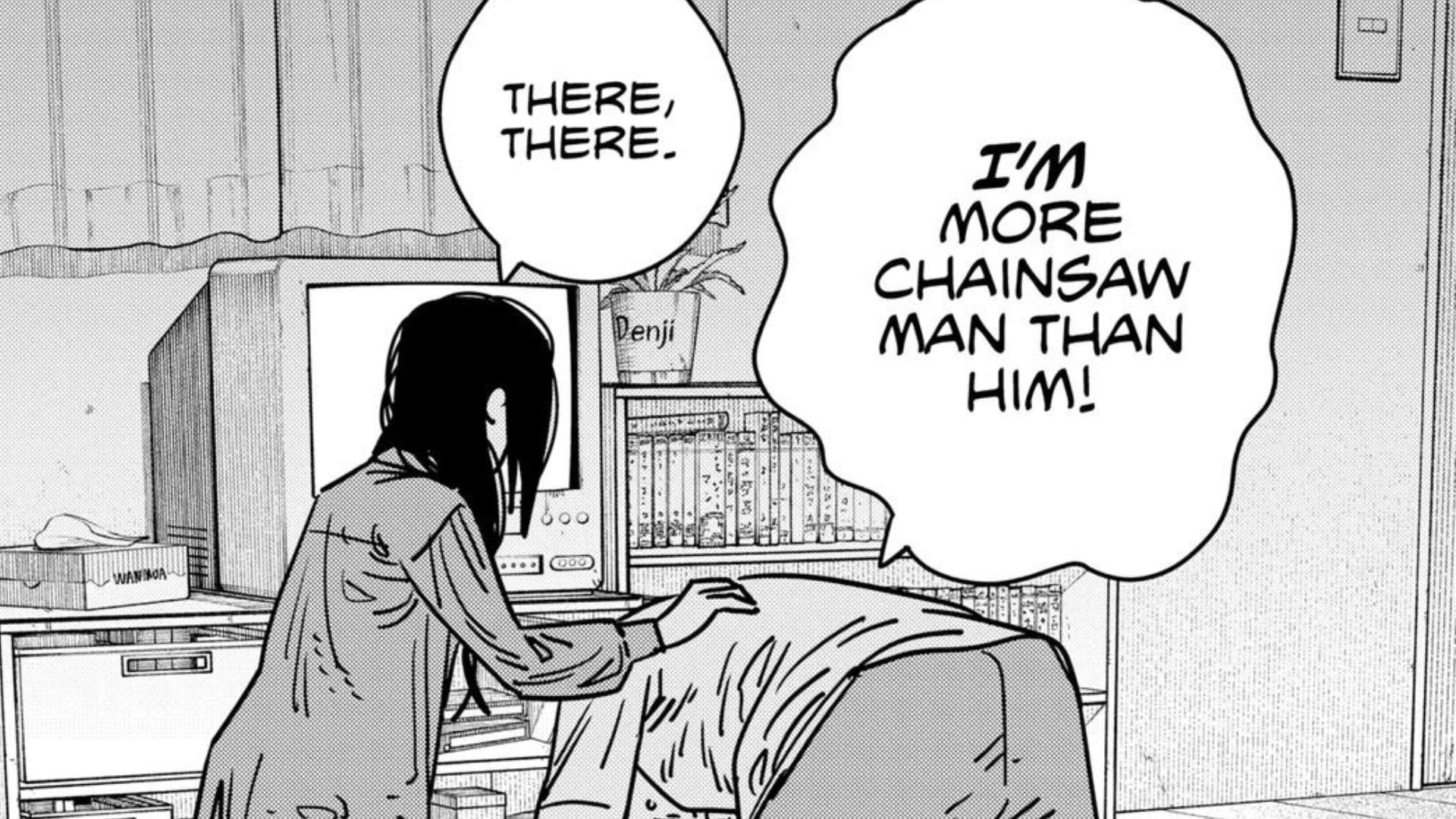 Denji's reaction to Fake Chainsaw Man as seen in the Chainsaw Man manga (Image via Shueisha)