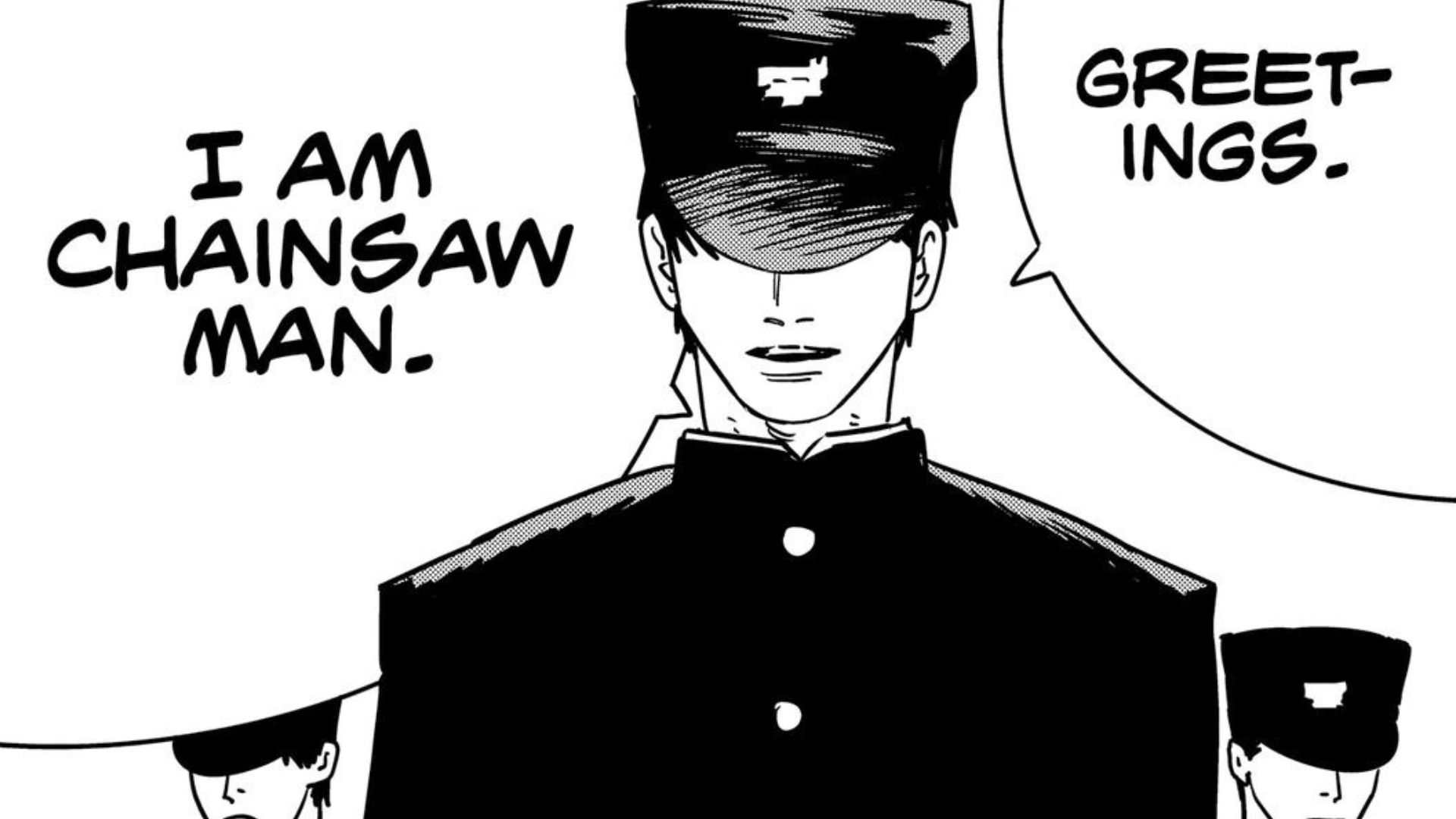 Fake Chainsaw Man's presumed human form as seen in the Chainsaw Man manga (Image via Shueisha)