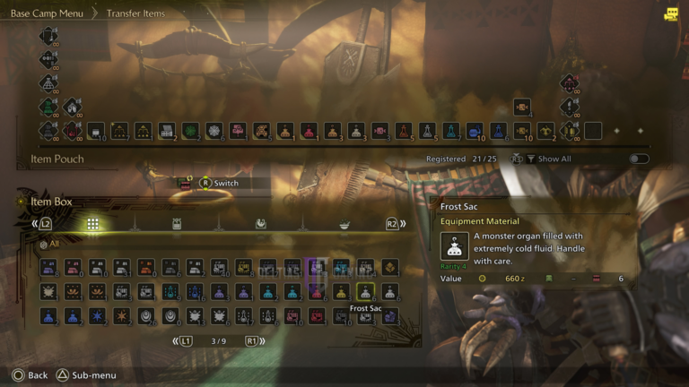 Frost Sac Monster Hunter Wilds