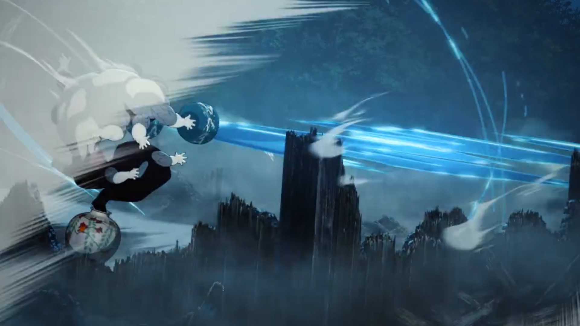Gyokko using his water attack against Muichiro in Demon Slayer