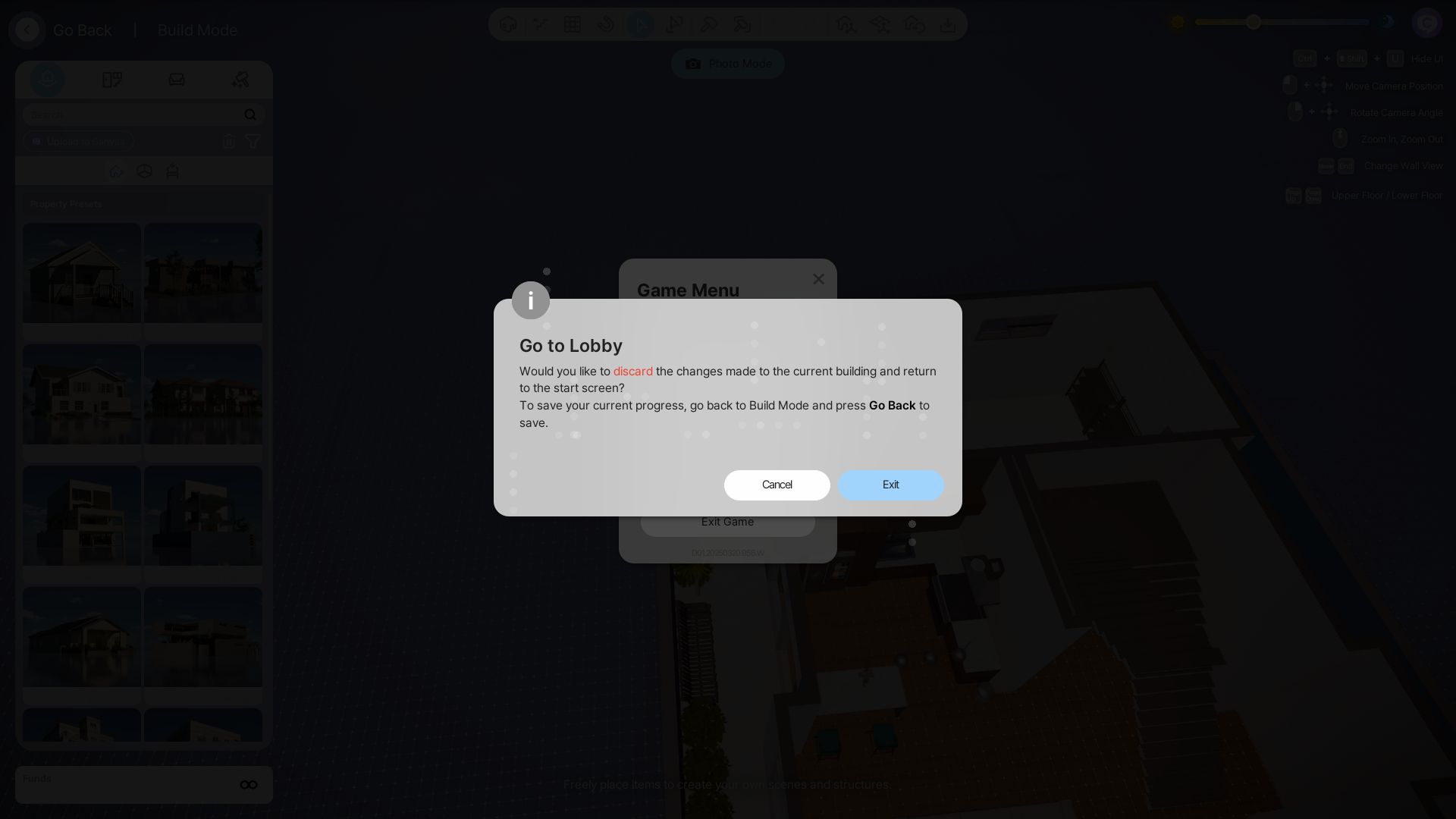 Pressing the Go Back option allows you to save your creation before leaving