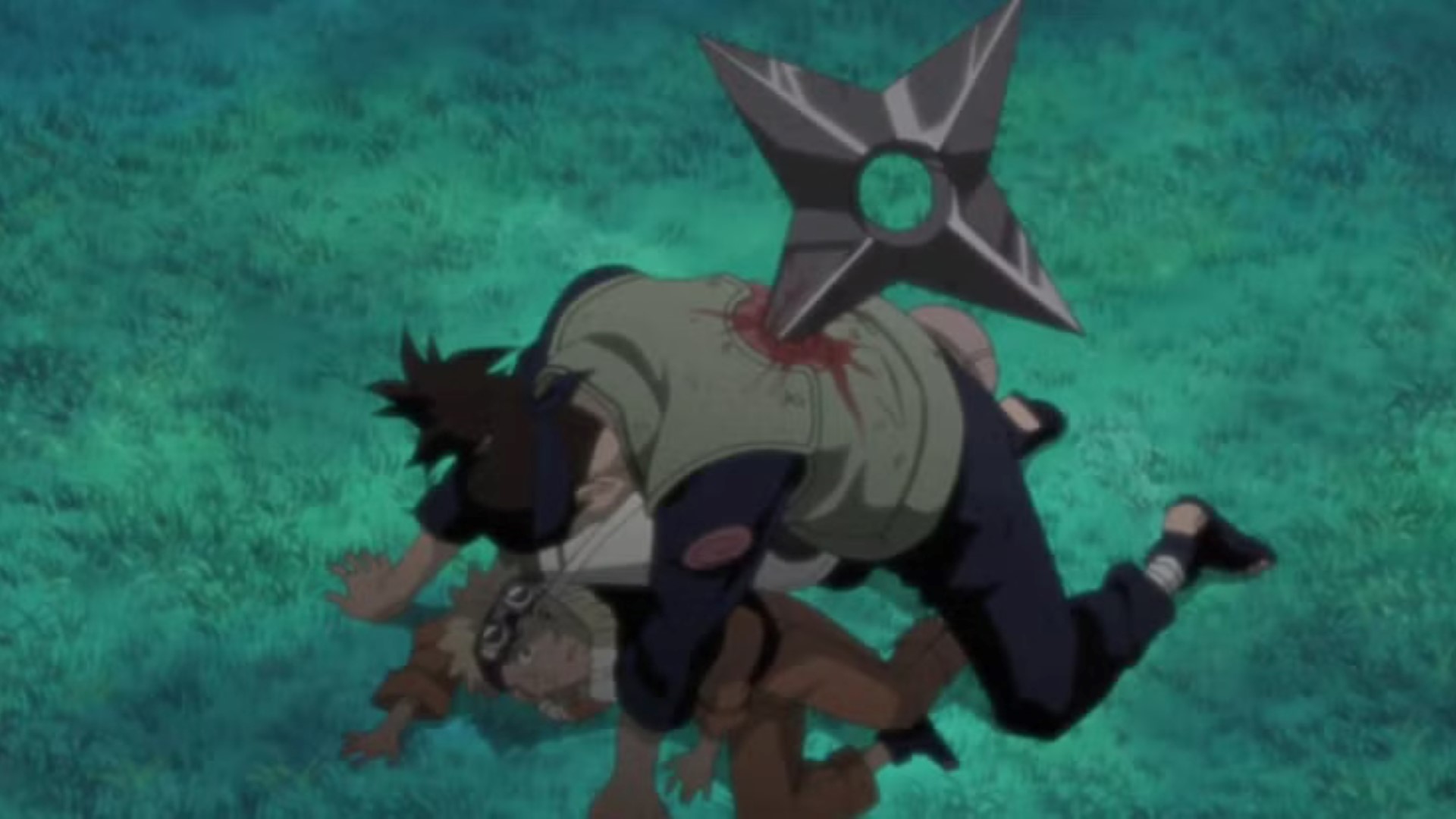 Iruka from Naruto protecting Naruto