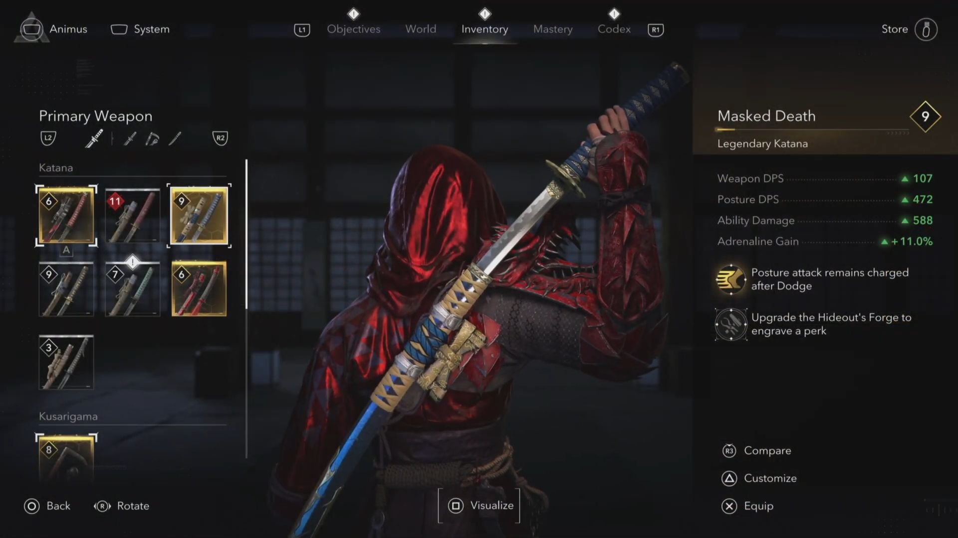 Masked Death Katana in Assassin’s Creed Shadows