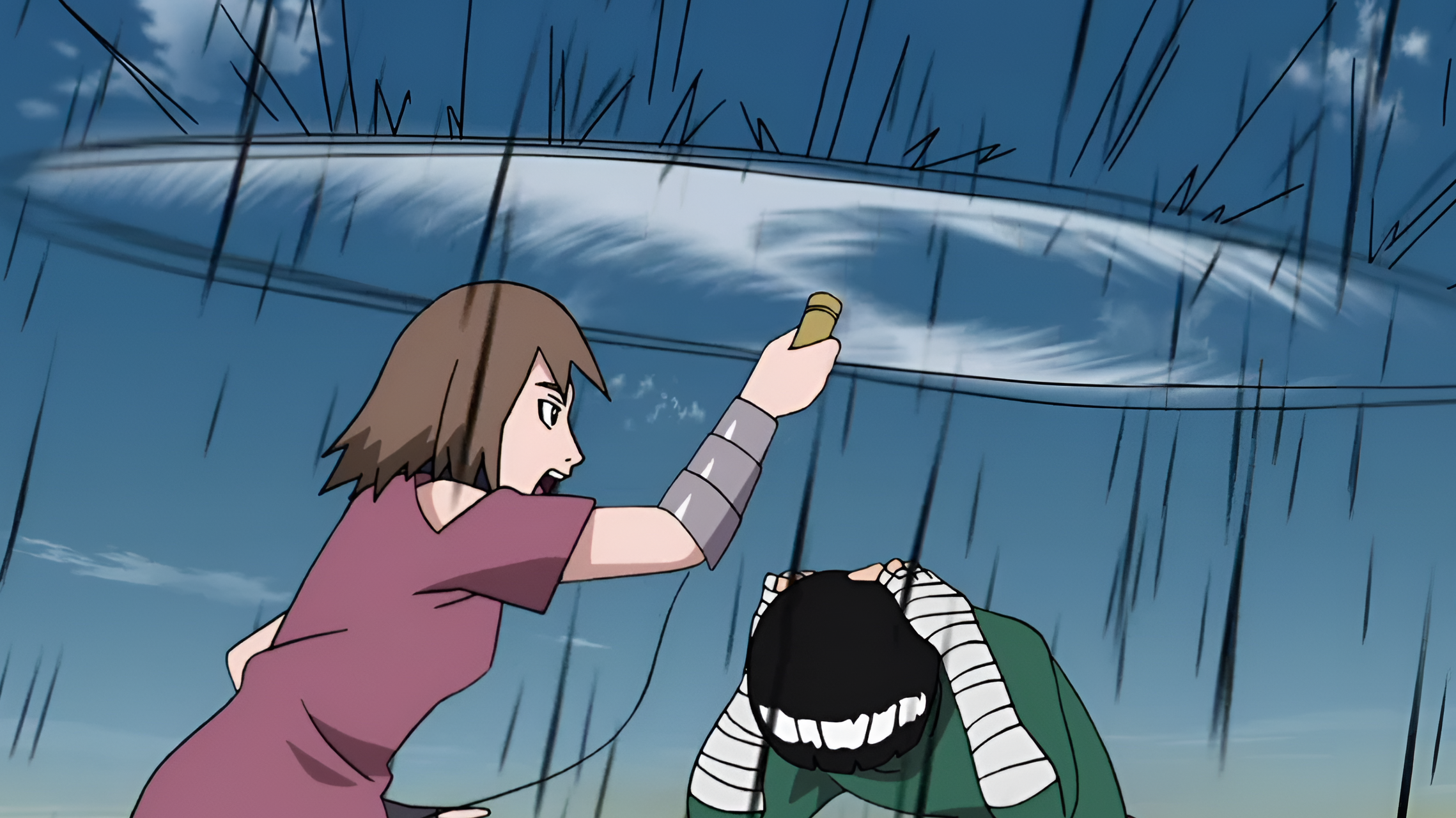 Matsuri saving Rock Lee