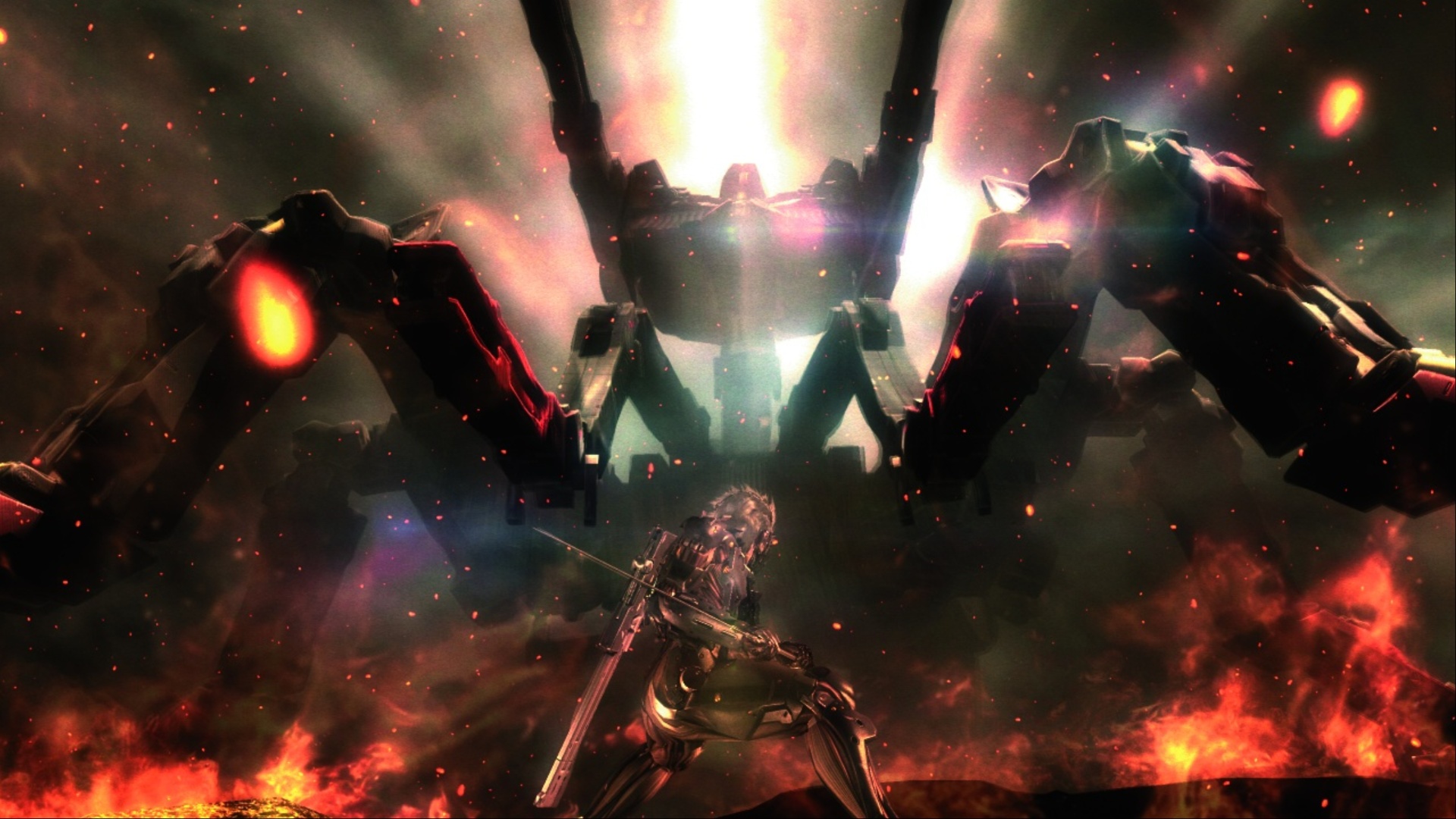 Raiden facing a boss (Image via KONAMI)