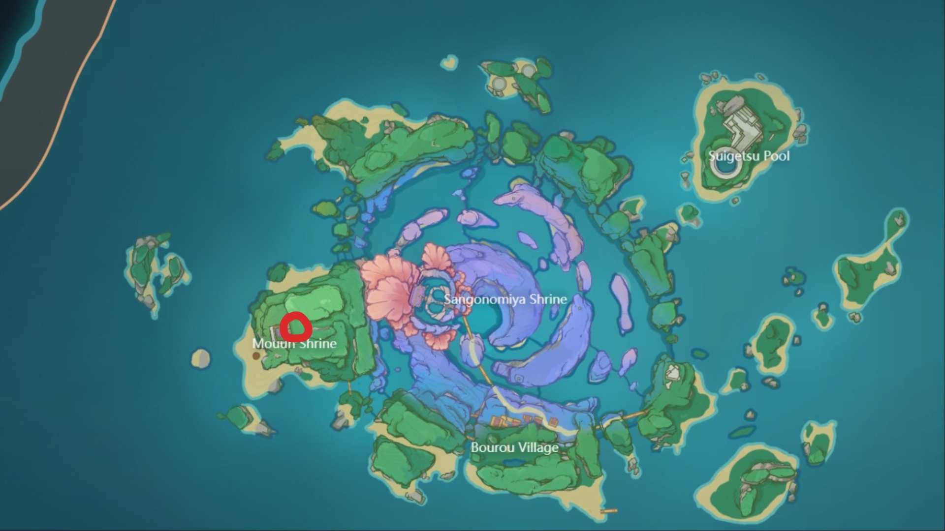 Location of the Lamps on the map (Image via miHoYo | HoYoverse)