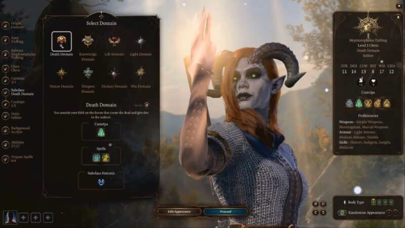 New Cleric subclass in Baldur’s Gate 3 (Image via Larian Studios)