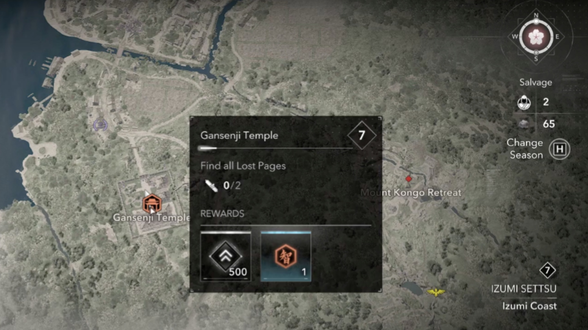 Gansenji Temple is in the Izumi Settsu region (Image via Ubisoft)