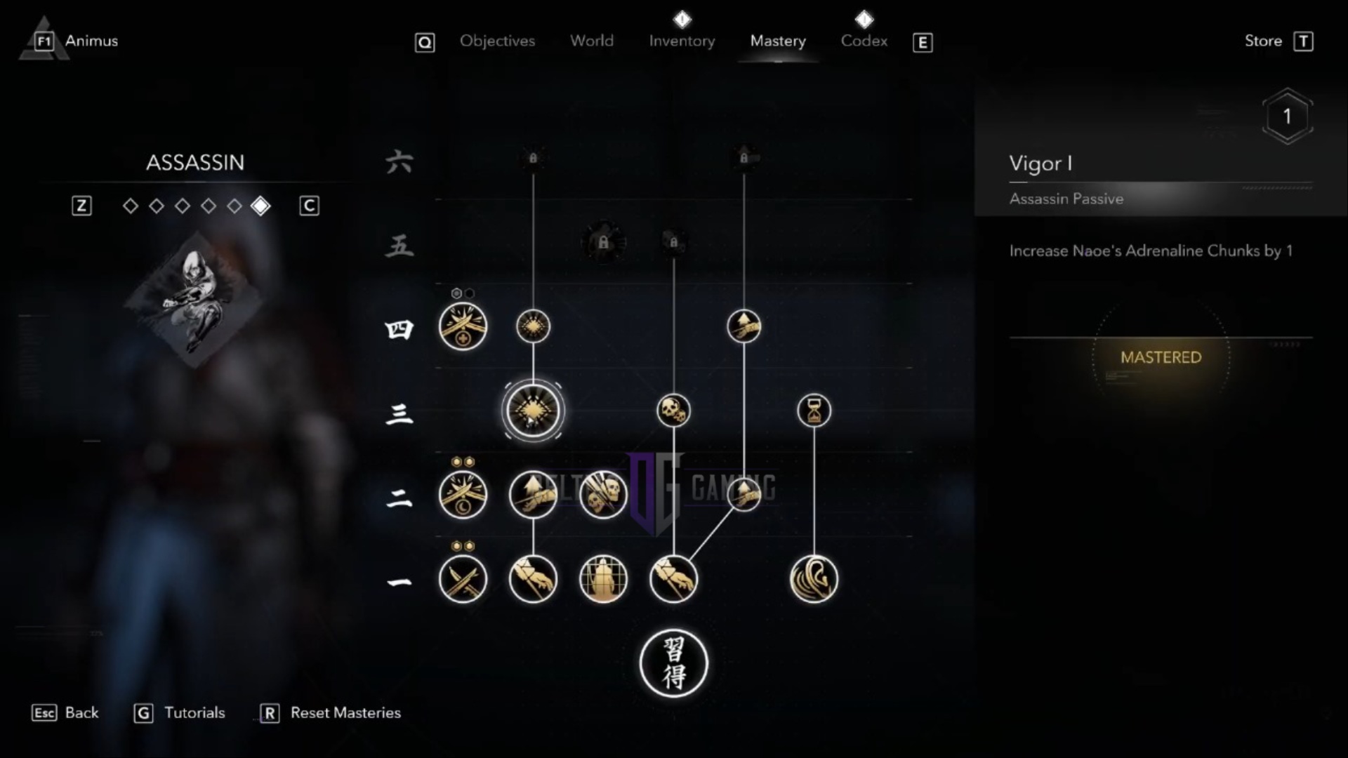 Naoe can now use more skills (Image via Deltias Gaming, Ubisoft)