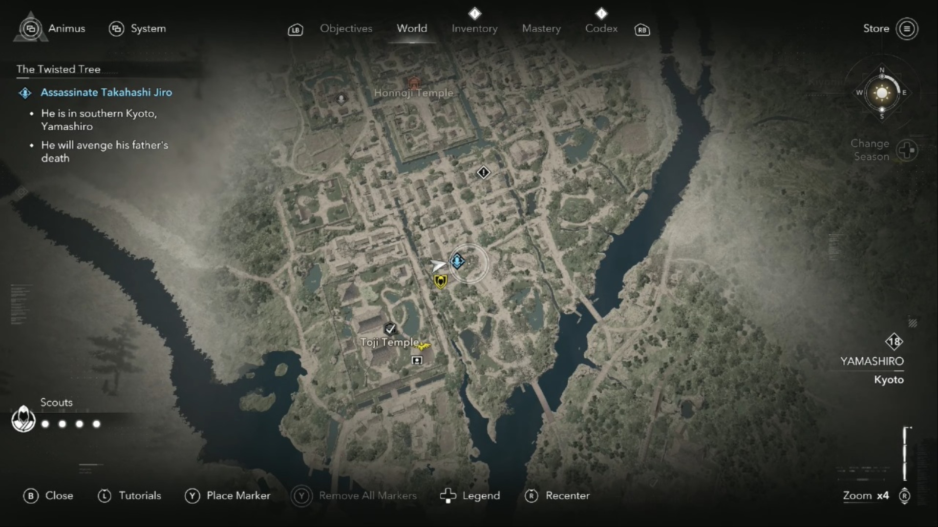 Location of Takahashi Jiro (Image via Ubisoft, YouTube@LunarGaming Guides)