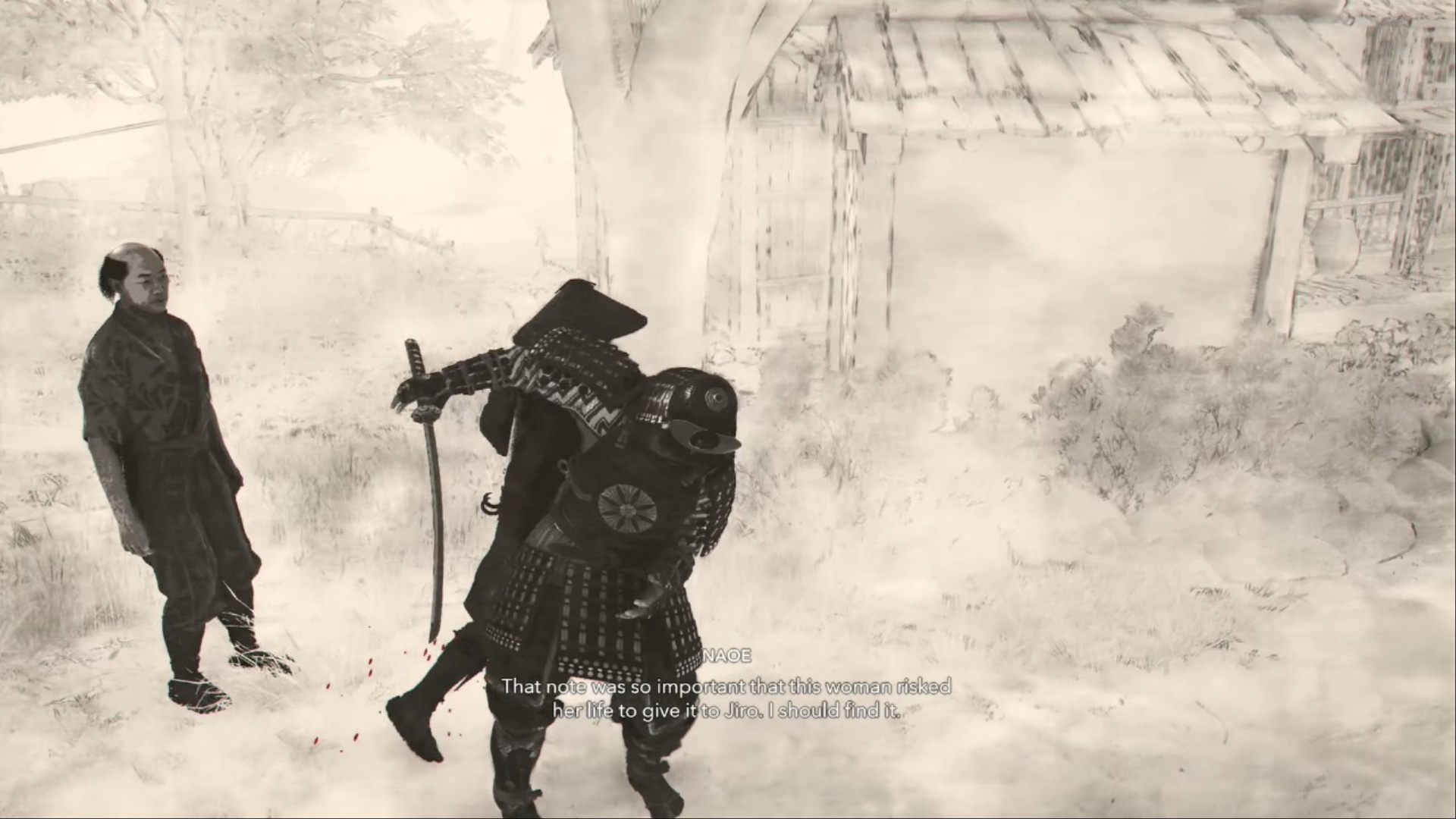 Naoe killing Takahashi Jiro in Assassin’s Creed Shadows (Image via Ubisoft, YouTube@LunarGaming Guides)